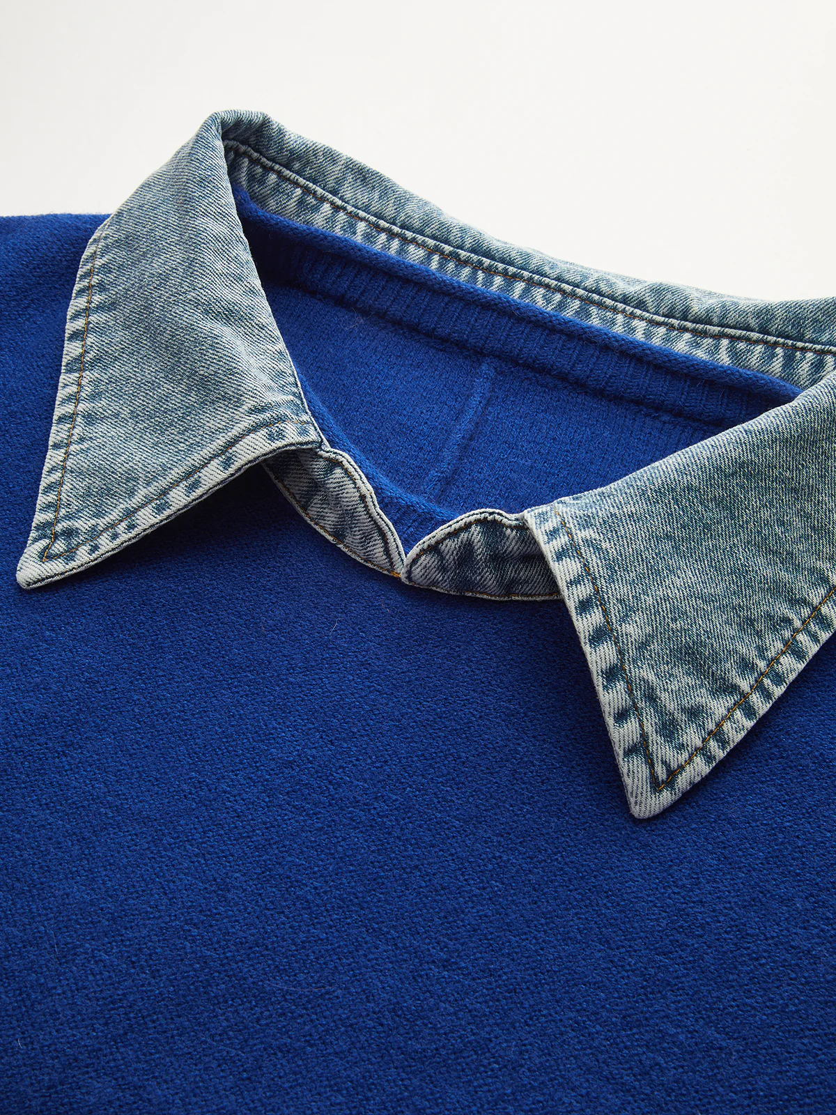 Denim Panel Knit Sweater - Wholesalesil