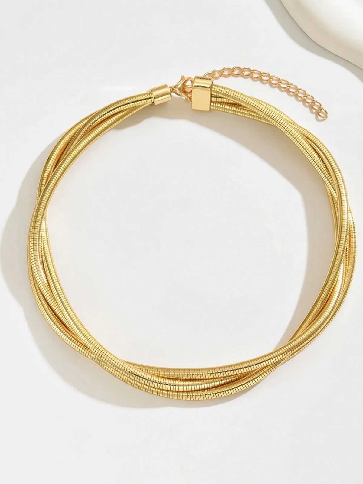 Triple-Layered Gold-Tone Choker Necklace - Wholesalesil