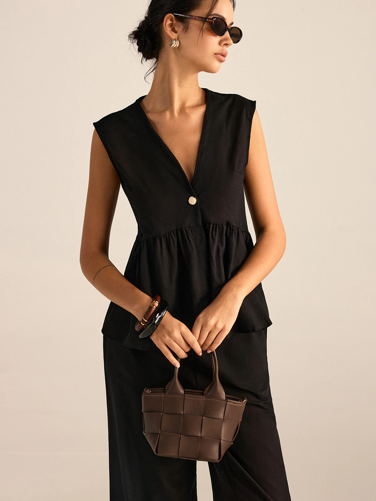 Faux Leather Woven Tote Bag - Wholesalesil