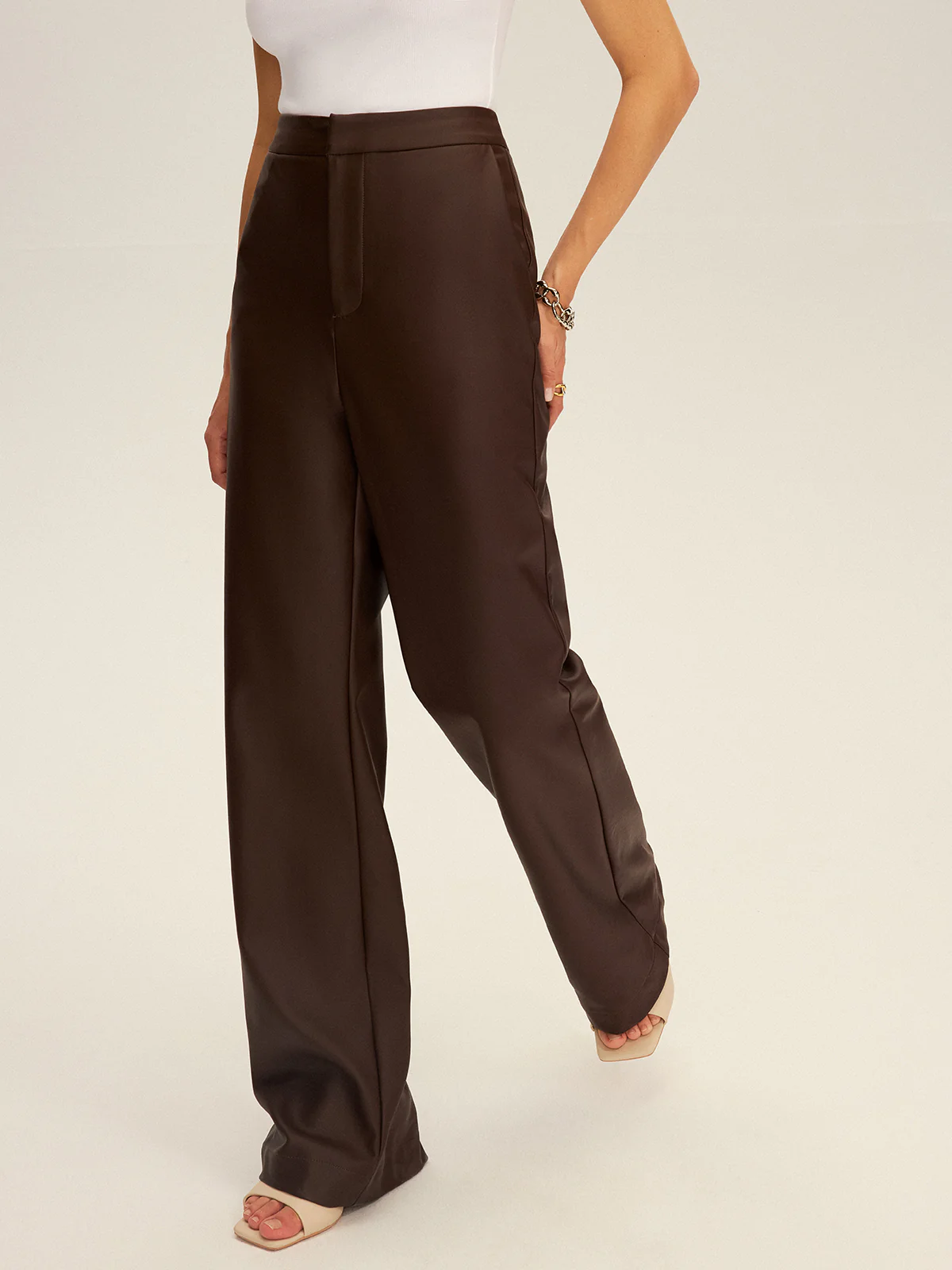 PU Leather Straight Leg Pants - Wholesalesil