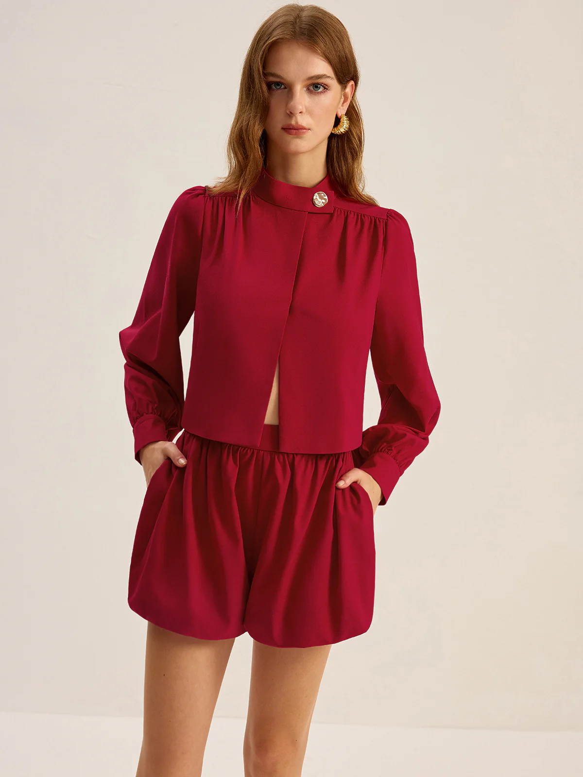 Mid-Waist Puff Shorts - Wholesalesil