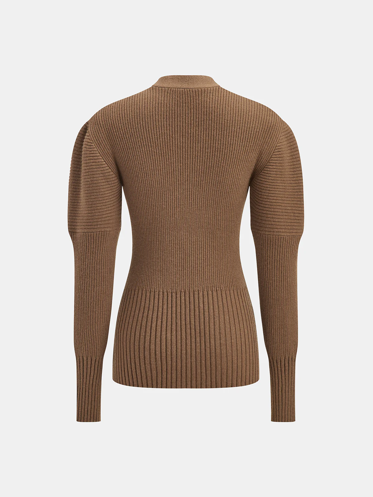 Puff Sleeve Ribbed V-Neck Cardigan - Wholesalesil