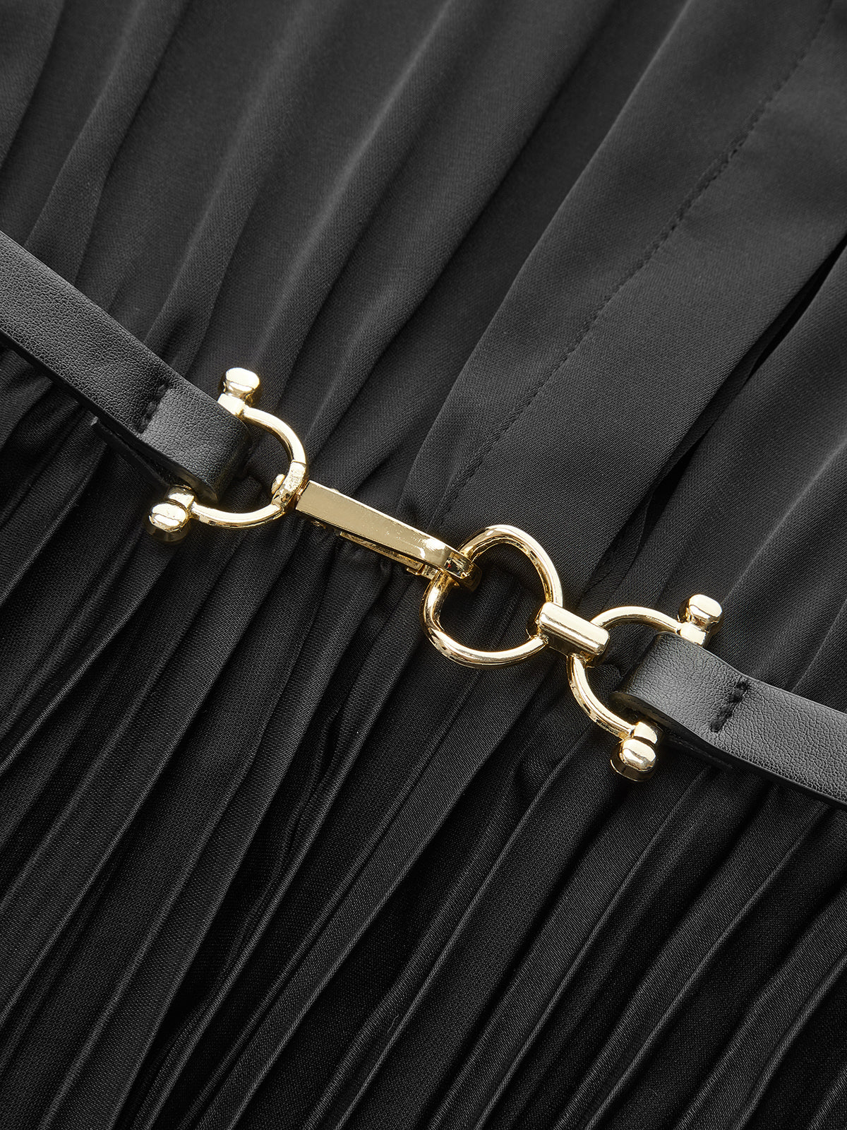 Belted Pleated Long Sleeve Shirt Dress - Wholesalesil